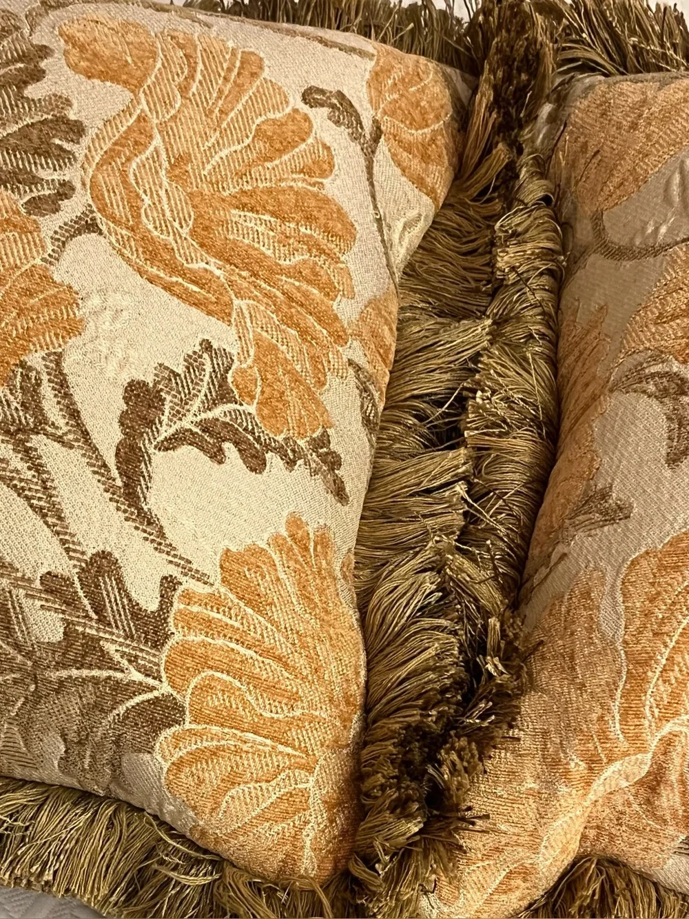 Arhaus Reversible Tapestry & Chenille Fringe Throw Pillows w/ Down Inserts - Set - Picture 6 of 16